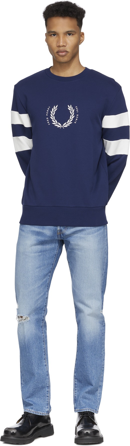 Fred Perry: Blue Bold Tipped Crew Sweater - 4