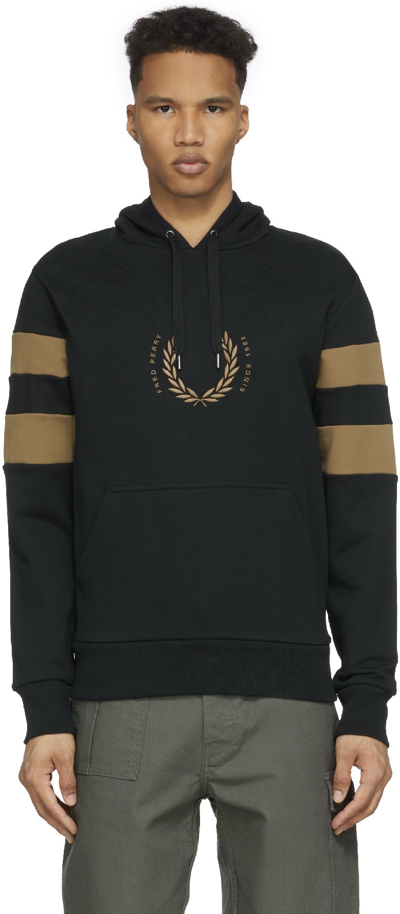 Fred Perry: Black Bold Tipped Hoodie - 1