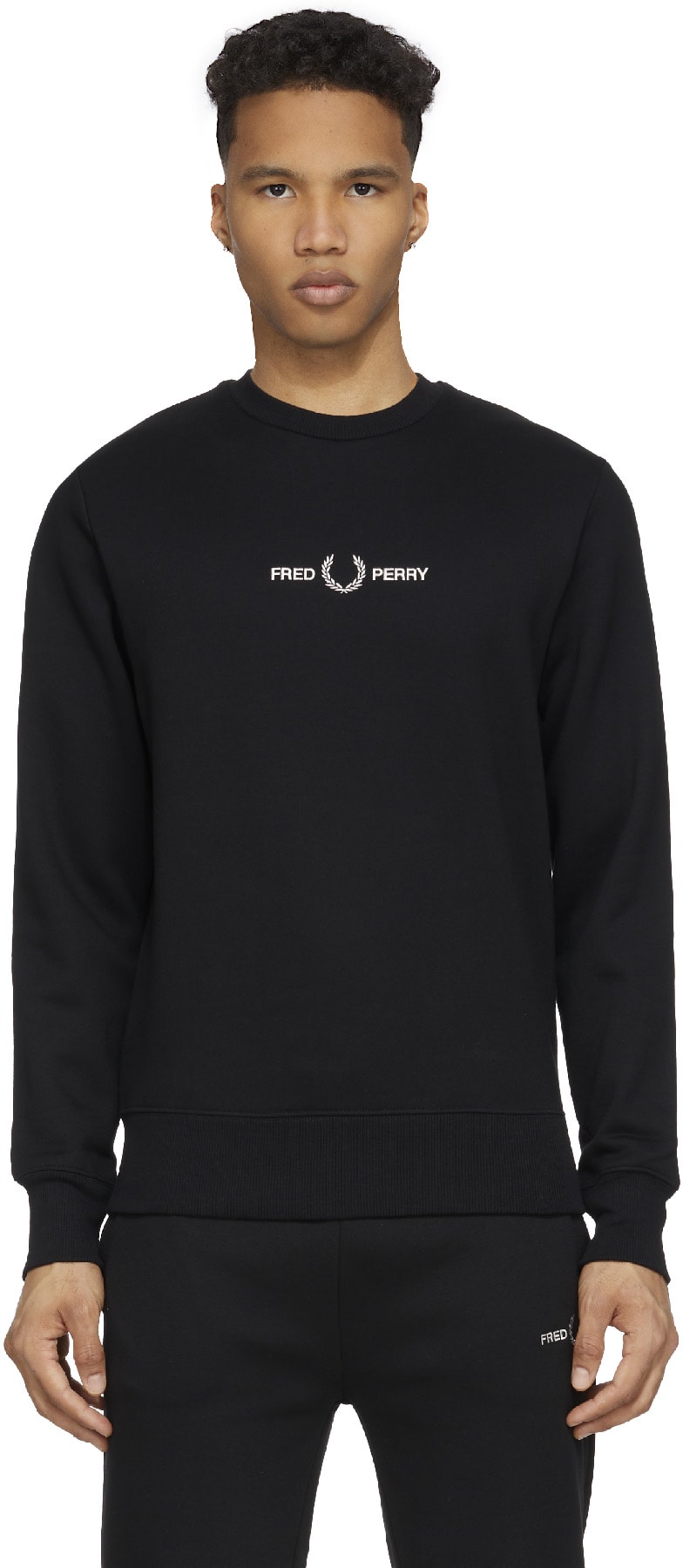 Fred Perry: Black Embroidered Sweater - 1