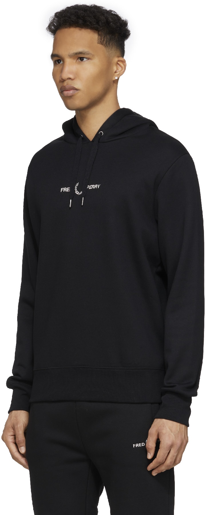 Fred Perry: Black Embroidered Hoodie - 2