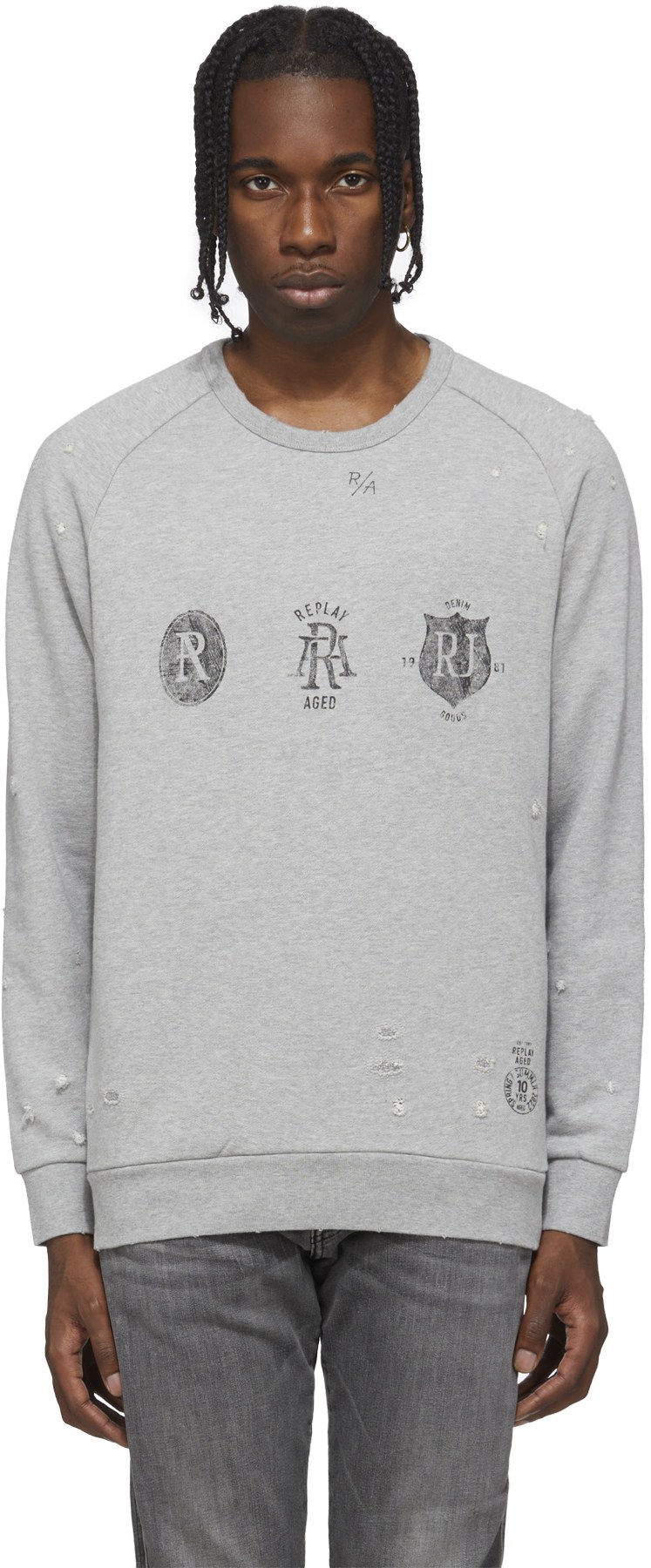 REPLAY: Grey Aged 10 Years Crew Sweater - 1