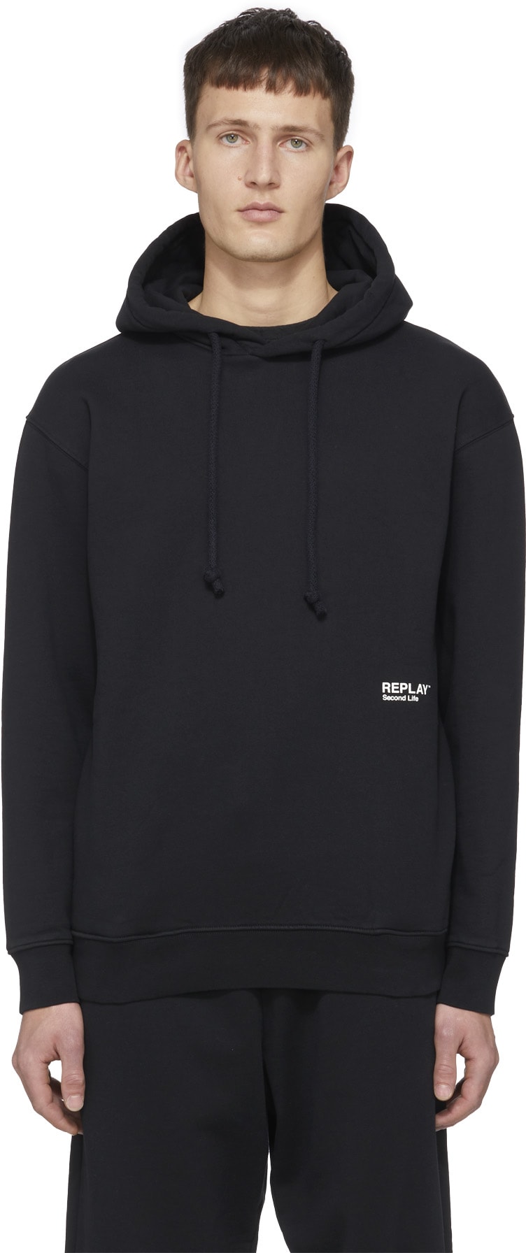 REPLAY: Black Second Life Fleece Hoodie - 1