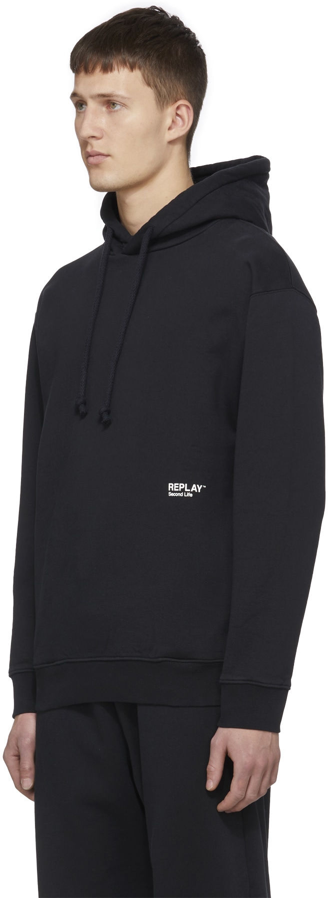 REPLAY: Black Second Life Fleece Hoodie - 2