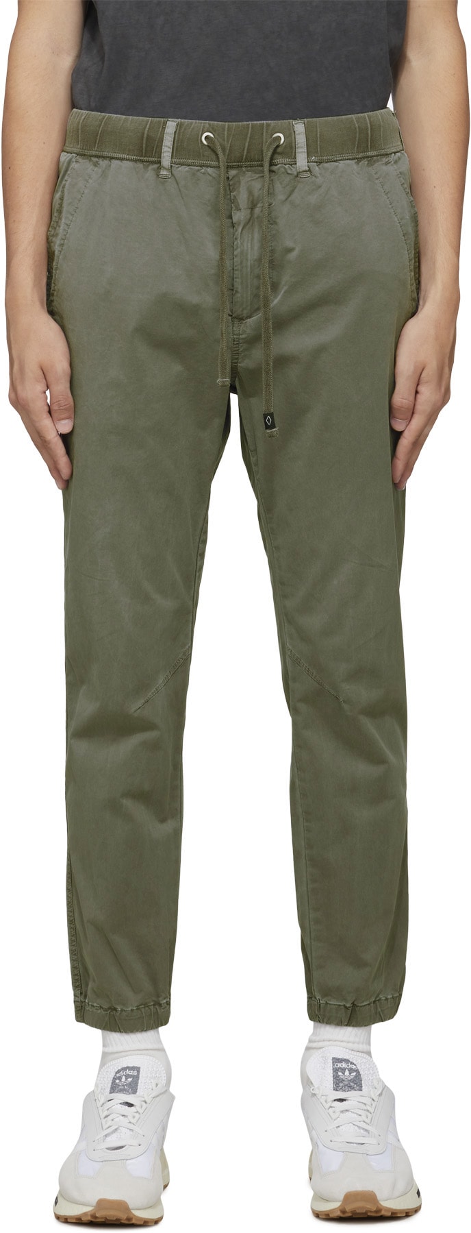 REPLAY: Green Essential Garment Dyed Pants - 1