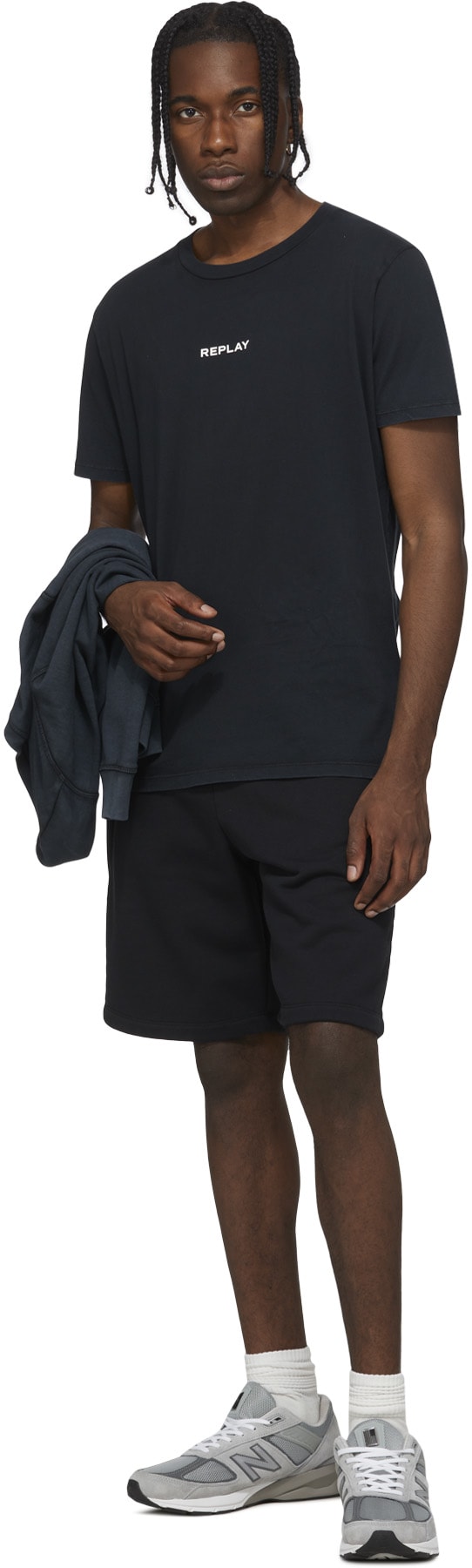 REPLAY: Black Second Life Fleece Shorts - 4