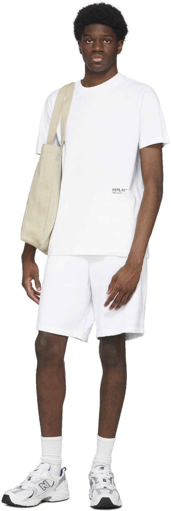 REPLAY: White Second Life Fleece Short - 4