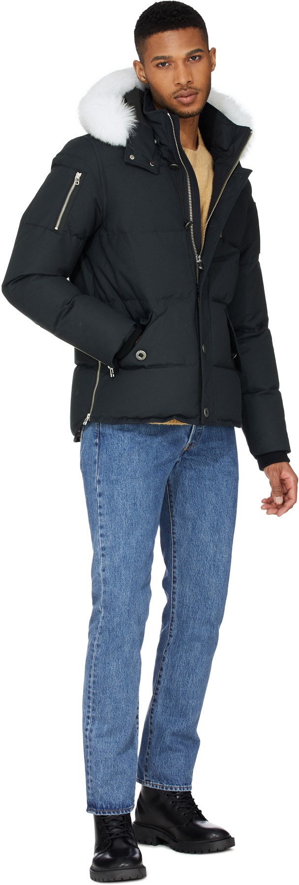 Moose Knuckles: Bleu Manteau 3Q Encapuchonné Bleu - 5