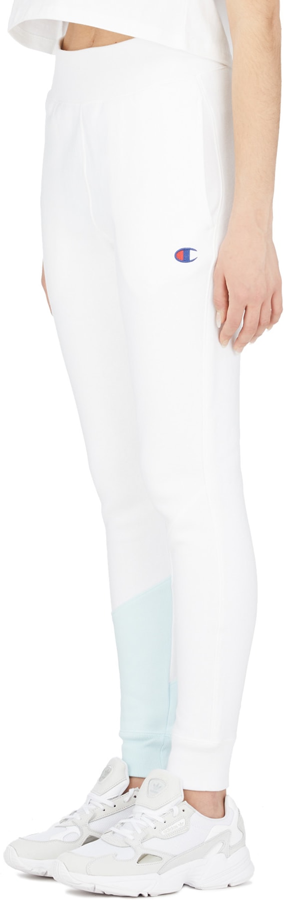 Champion: White Reverse Weave Colorblock Jogger Pants - 2