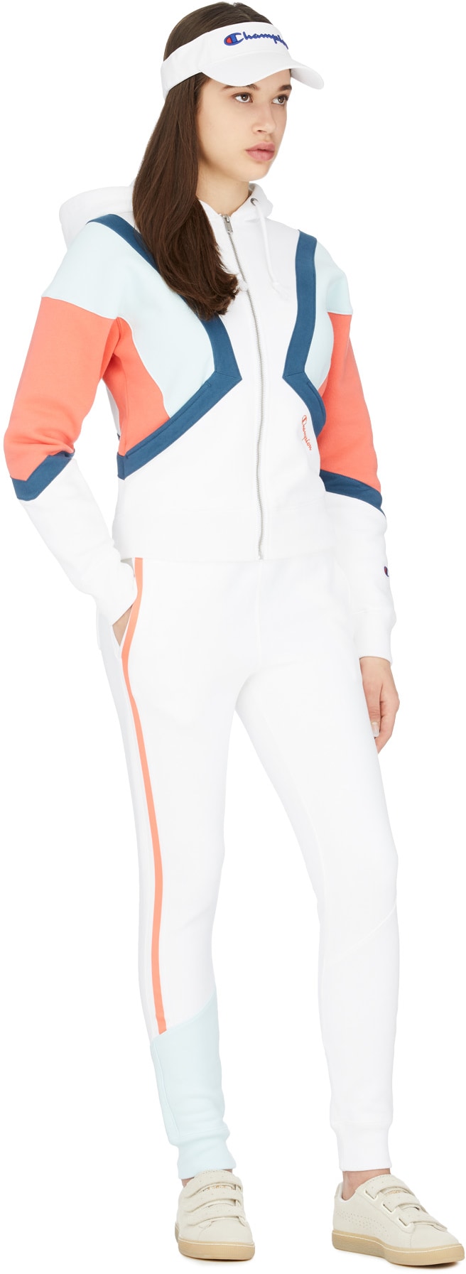 Champion: White Reverse Weave Colorblock Jogger Pants - 4