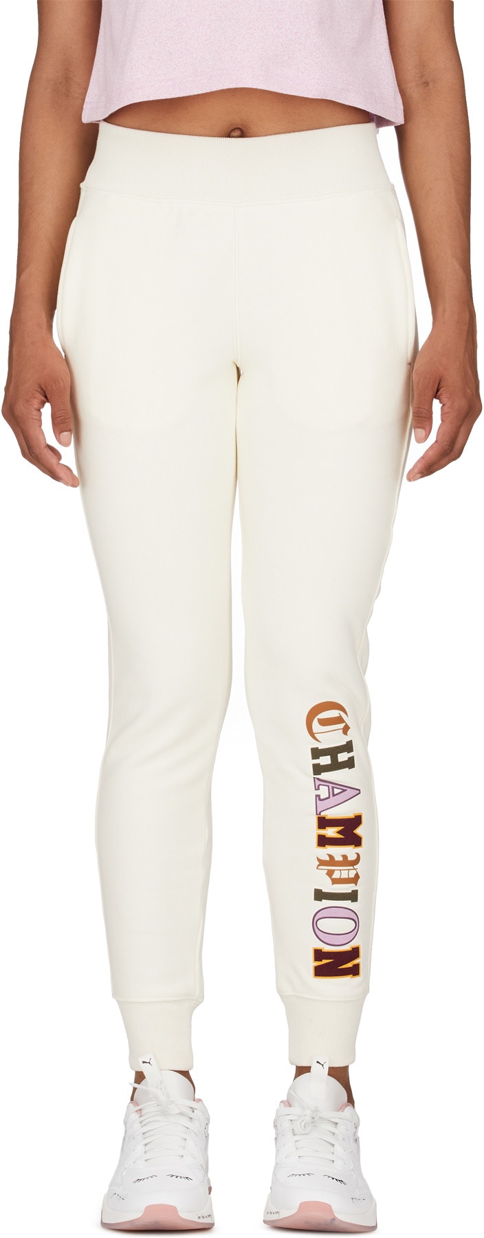 Champion: White Reverse Weave Old English Jogger Pants - 1