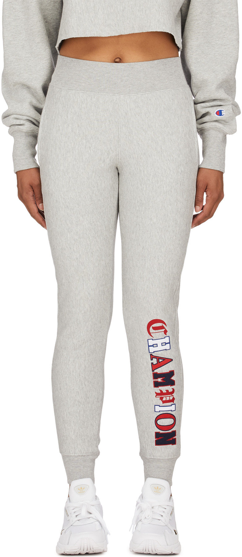 Champion: Grey Reverse Weave Old English Jogger Pants - 1