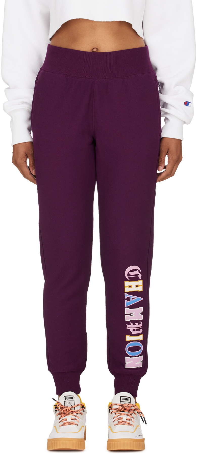 Champion: Purple Reverse Weave Old English Jogger Pants - 1