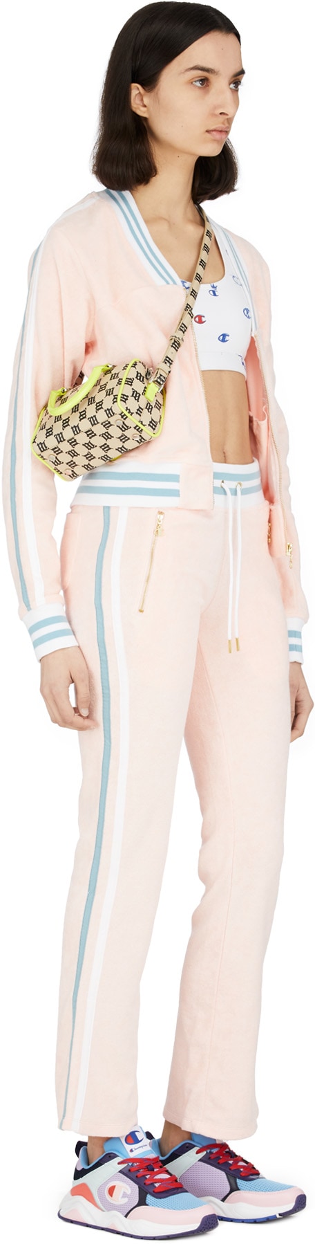Champion: Pink Terry Warm Up Slim Flare Pants - 4