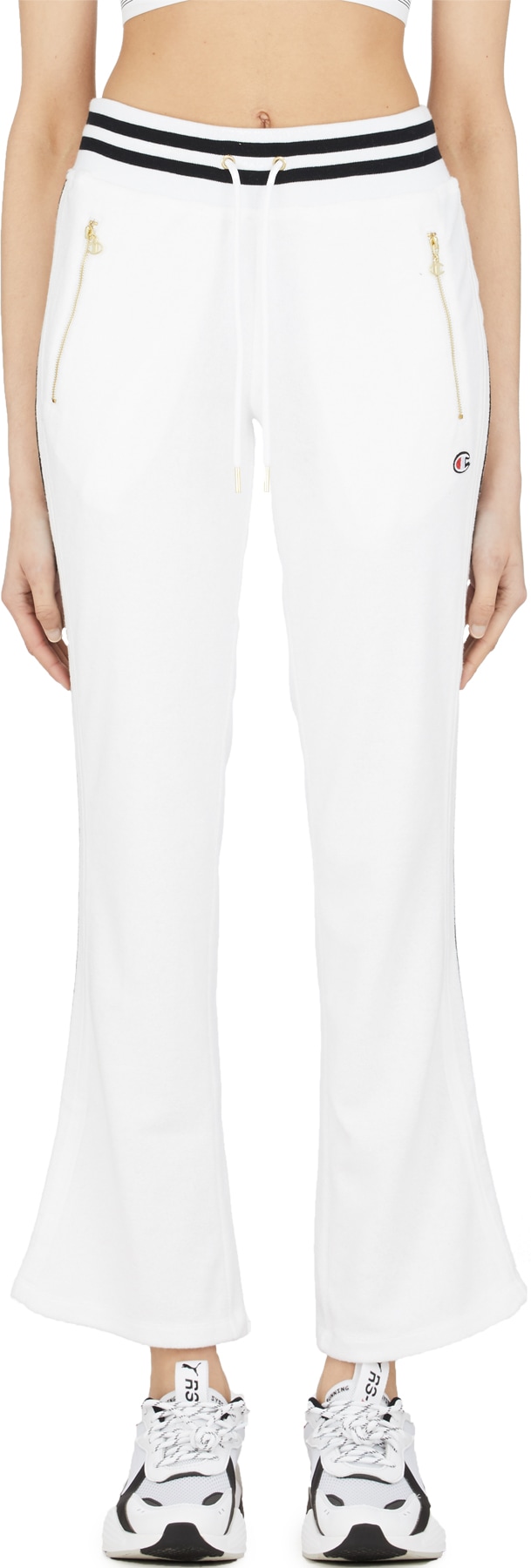 Champion: White Terry Warm Up Slim Flare Pants - 1