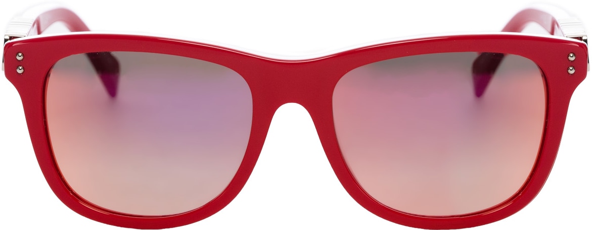 Moschino: Red Rectangular Logo Sunglasses - 1