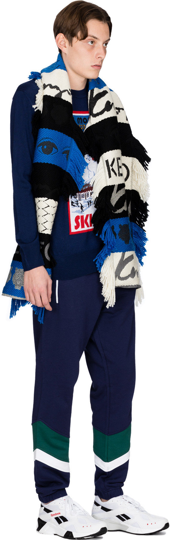 Love Moschino: Blue Ski Club Stamp Knit Pullover - 4