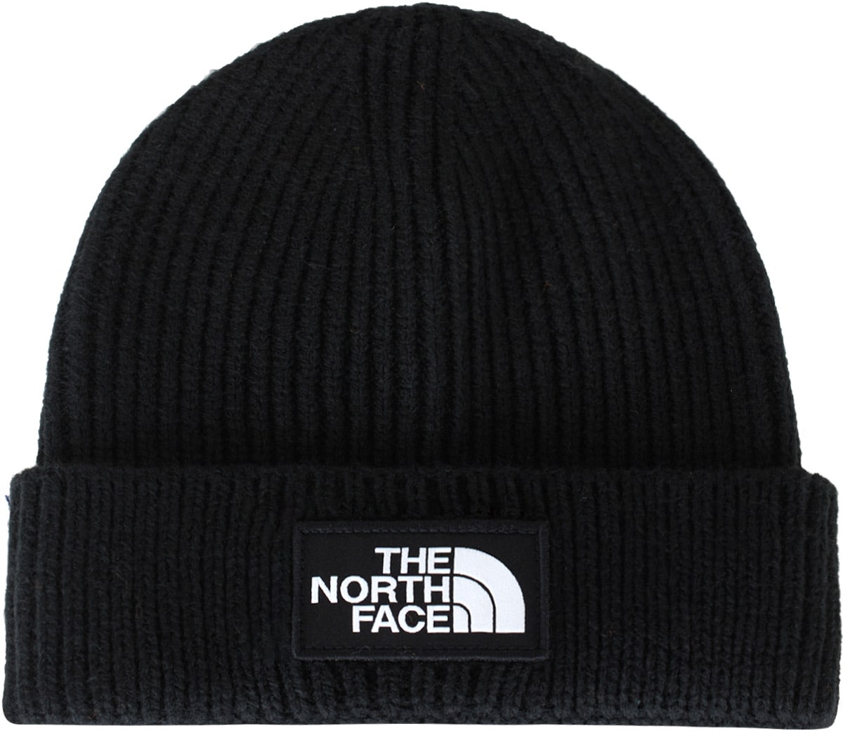 The North Face: Black TNF Logo Box Cuffed Beanie - 1