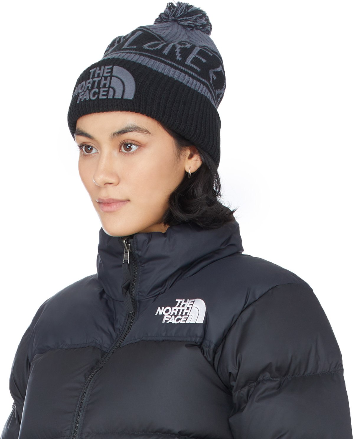 The North Face: Grey Retro Pom Beanie - 4