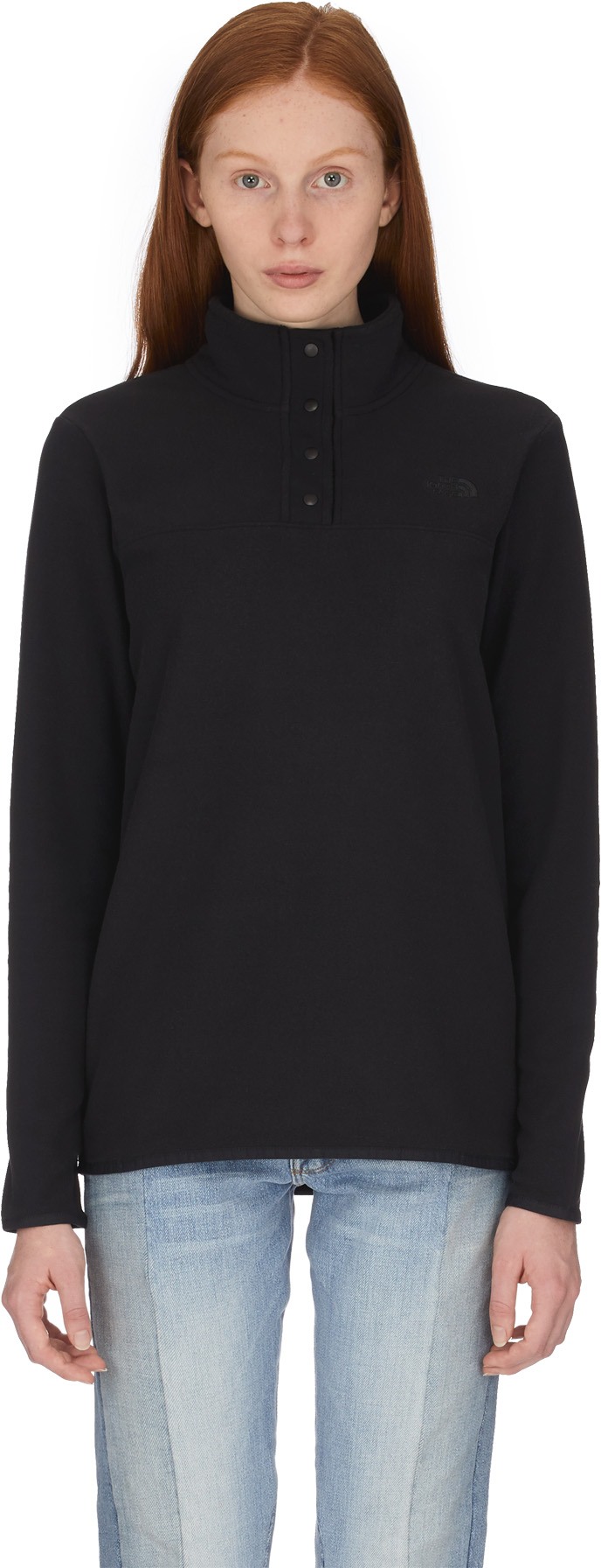 The North Face: Black TKA Glacier Snap Neck Pullover - 1