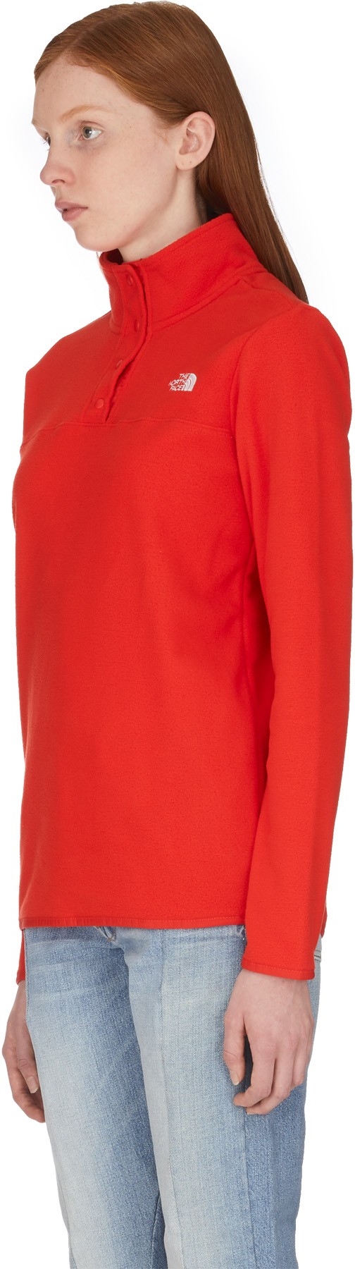 The North Face: Red TKA Glacier Snap Neck Pullover - 2
