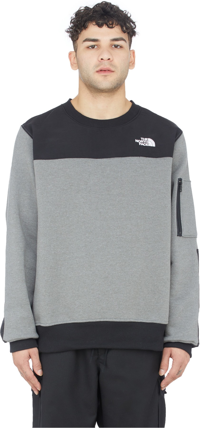 The North Face: Grey Highrail Crewneck Pullover Sweater - 1