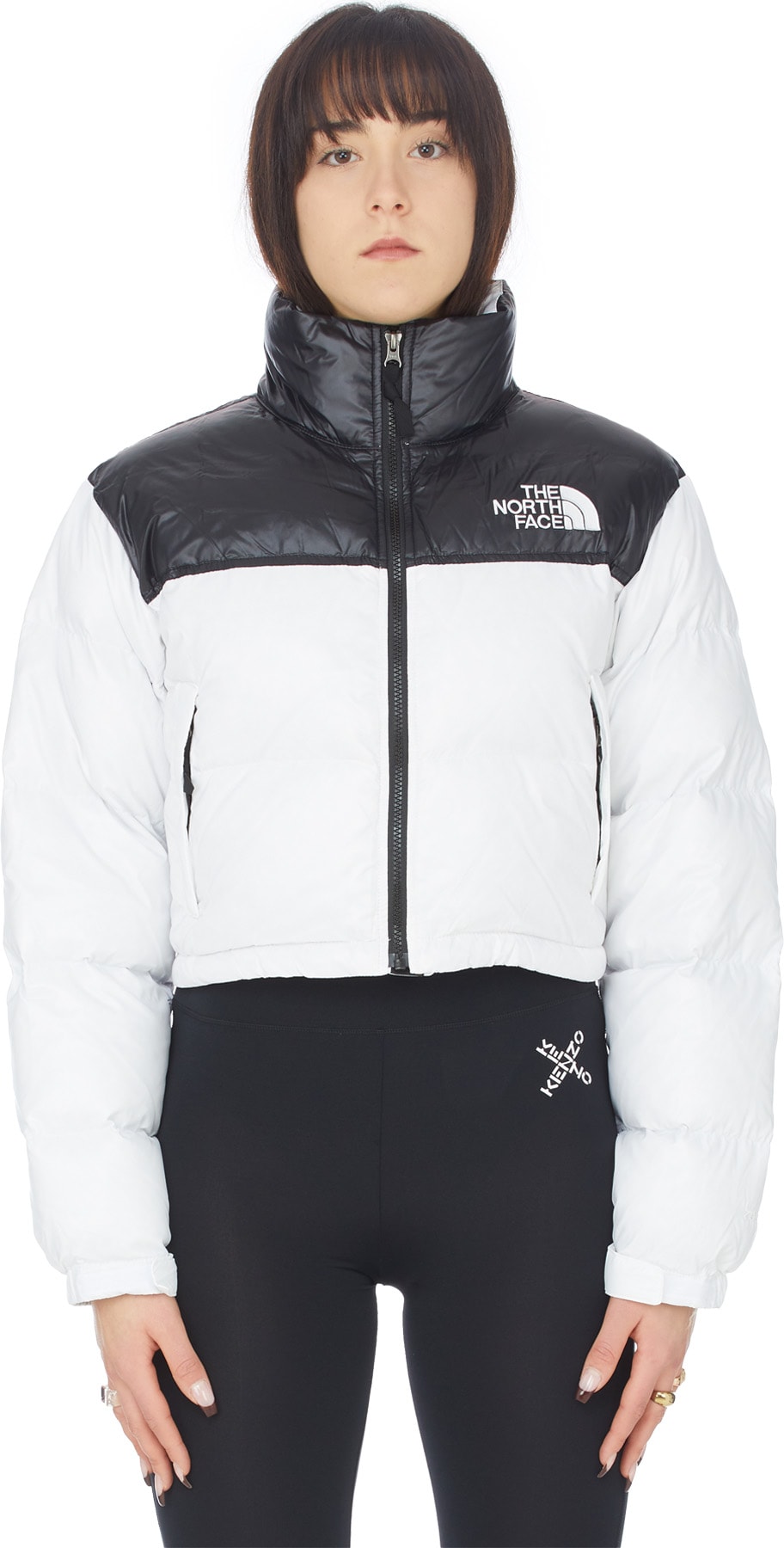 The North Face: Blanc Manteau Nuptse Short Blanc - 1