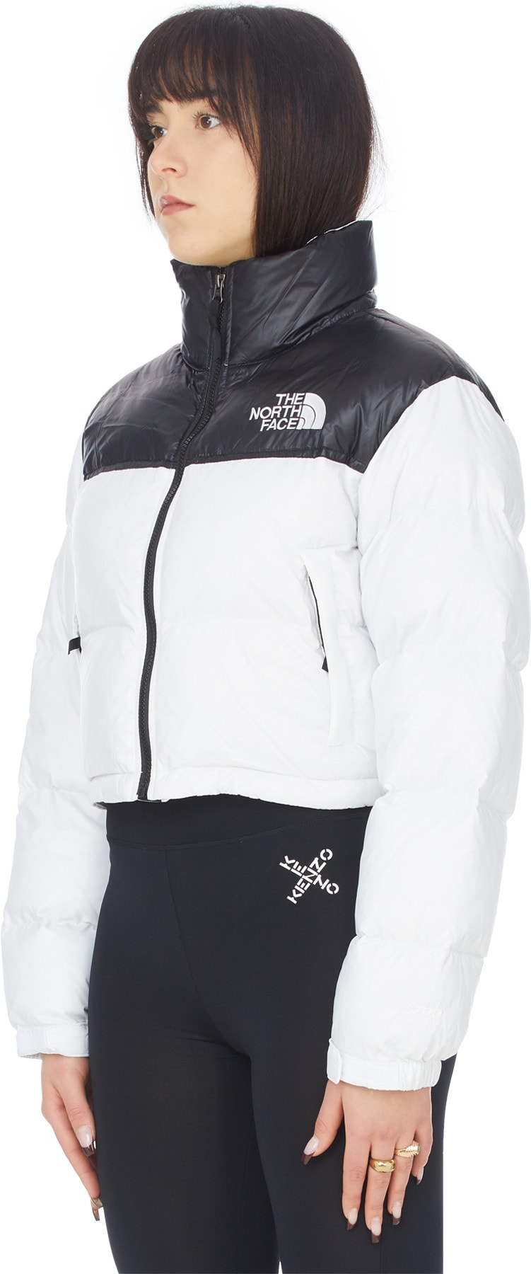 The North Face: White Nuptse Short Jacket - 2