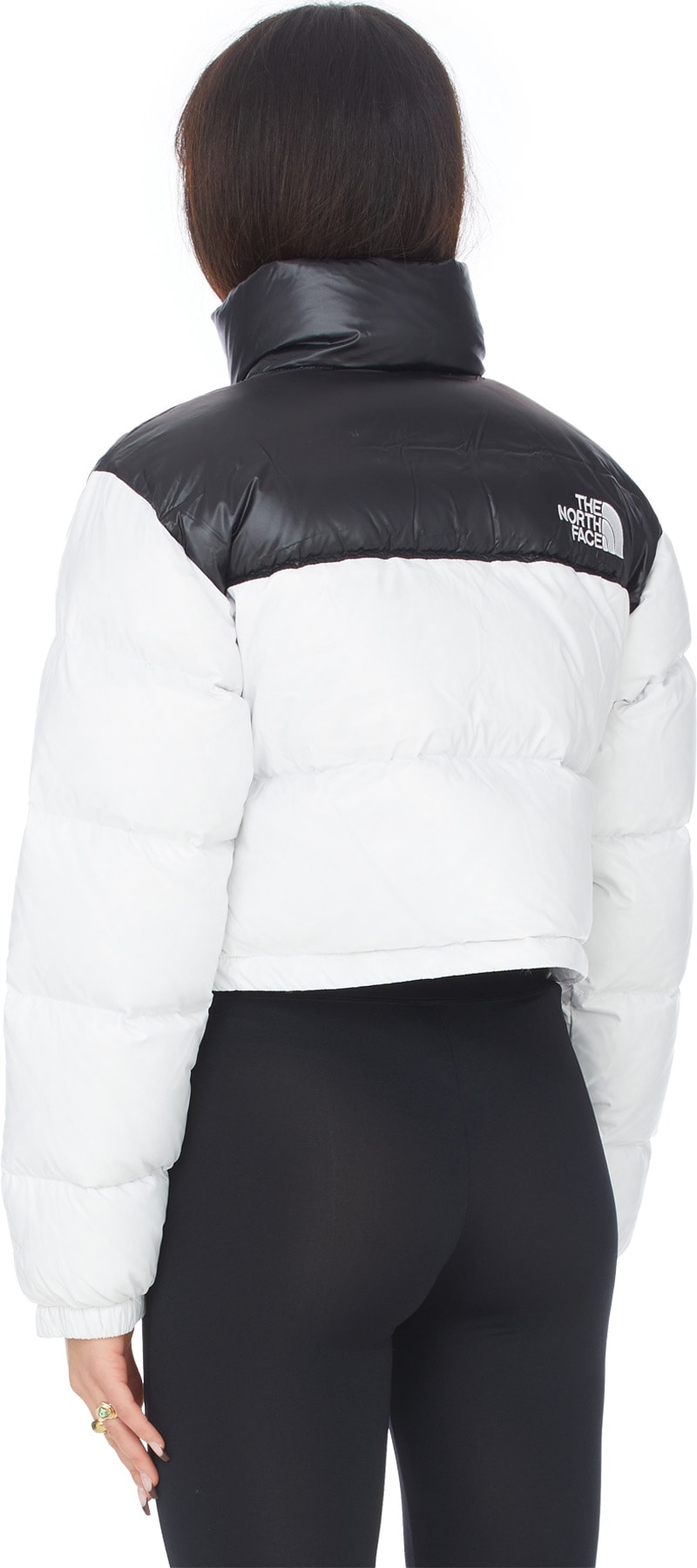 The North Face: White Nuptse Short Jacket - 3