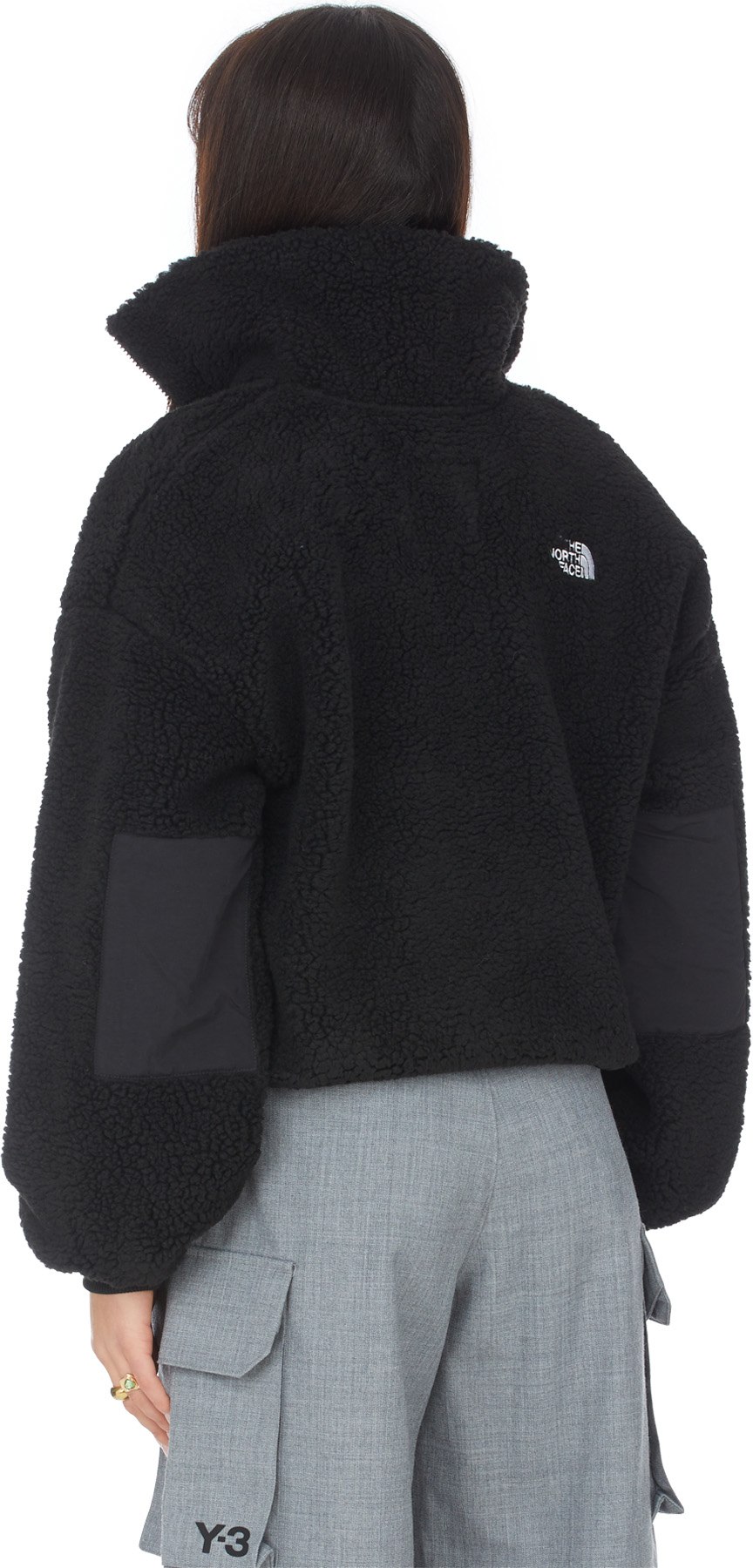 The North Face: Black Platte Sherpa Quarter Zip Jacket - 3