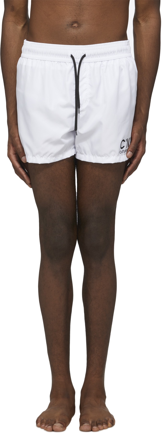 C'N'C CoSTUME NATIONAL: White Logo Swim Shorts - 1