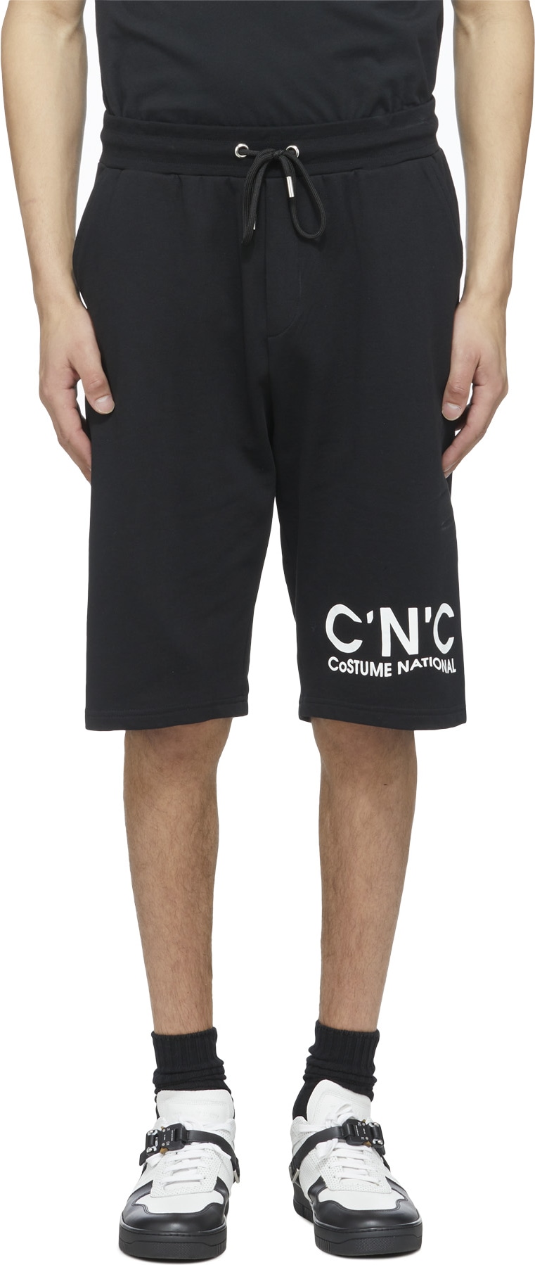 C'N'C CoSTUME NATIONAL: Black Logo Bermuda Sweatshorts - 1