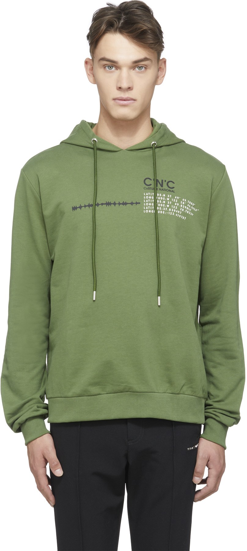 C'N'C CoSTUME NATIONAL: Green Logo Graphic Hoodie - 1