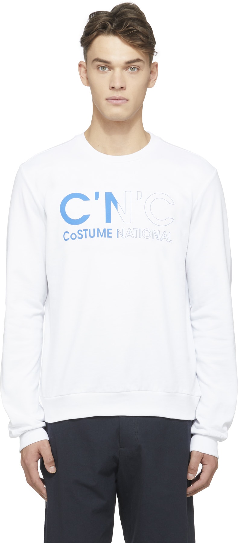 C'N'C CoSTUME NATIONAL: White Logo Sweater - 1