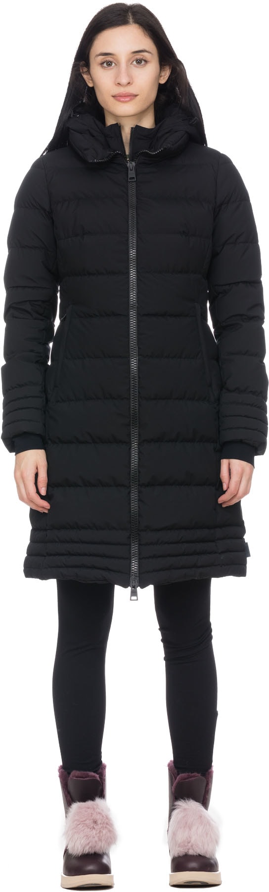 Herno: Noir Parka Longue avec Capuche Amovible Noir - 1