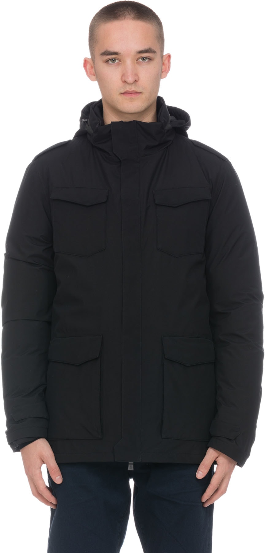 Herno: Noir Manteau de Champ avec Capuche Cachée Noir - 1