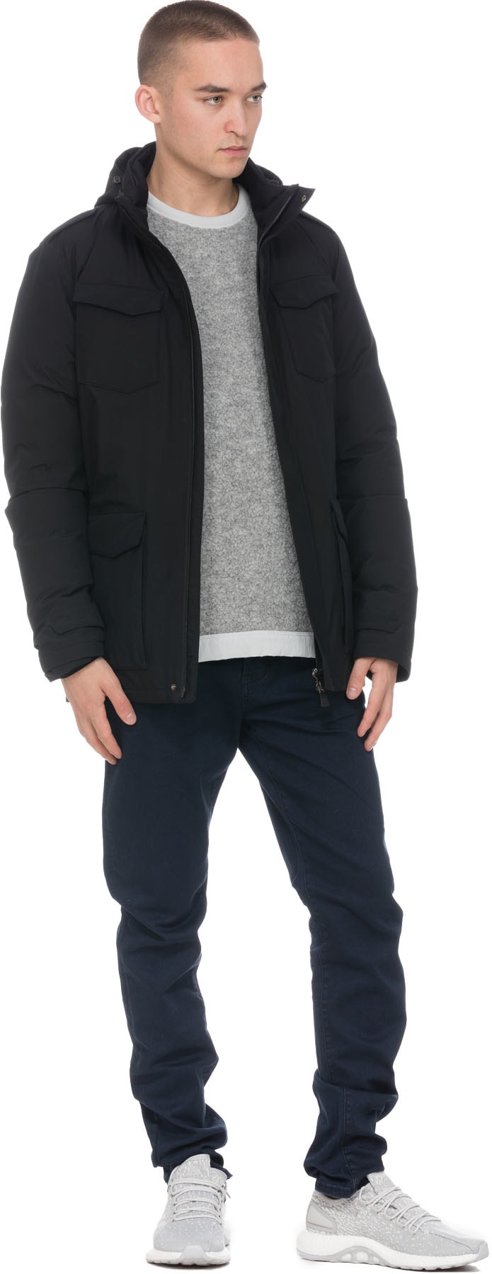 Herno: Noir Manteau de Champ avec Capuche Cachée Noir - 4