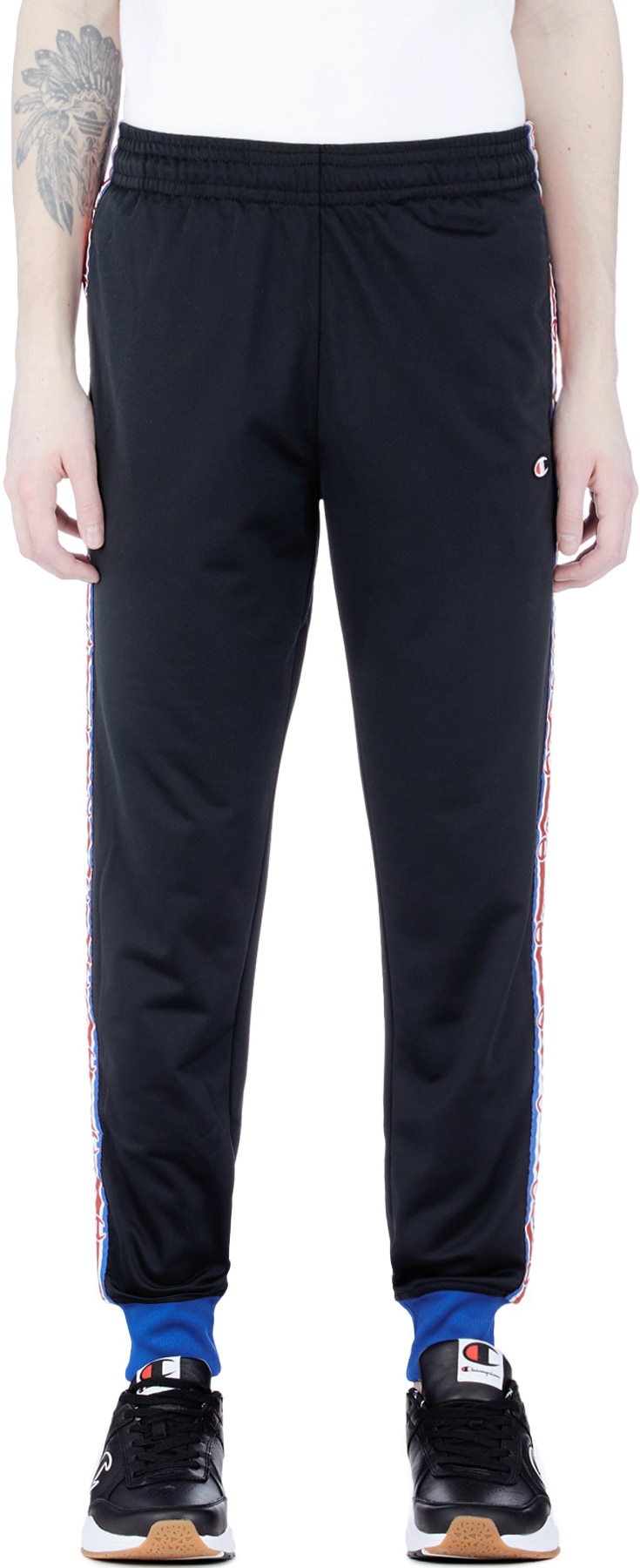 Champion: Black 'C' Tape Track Pants - 1
