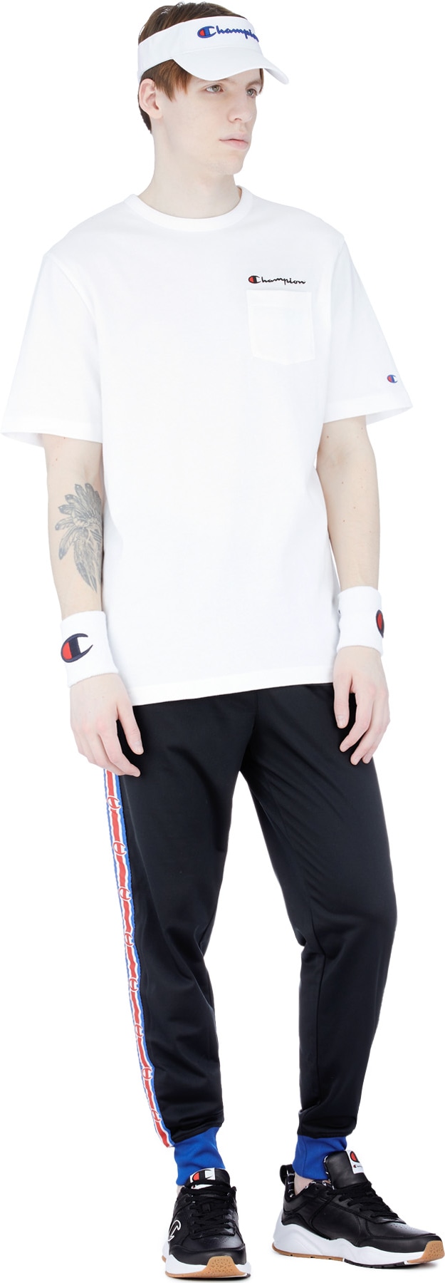 Champion: Black 'C' Tape Track Pants - 4