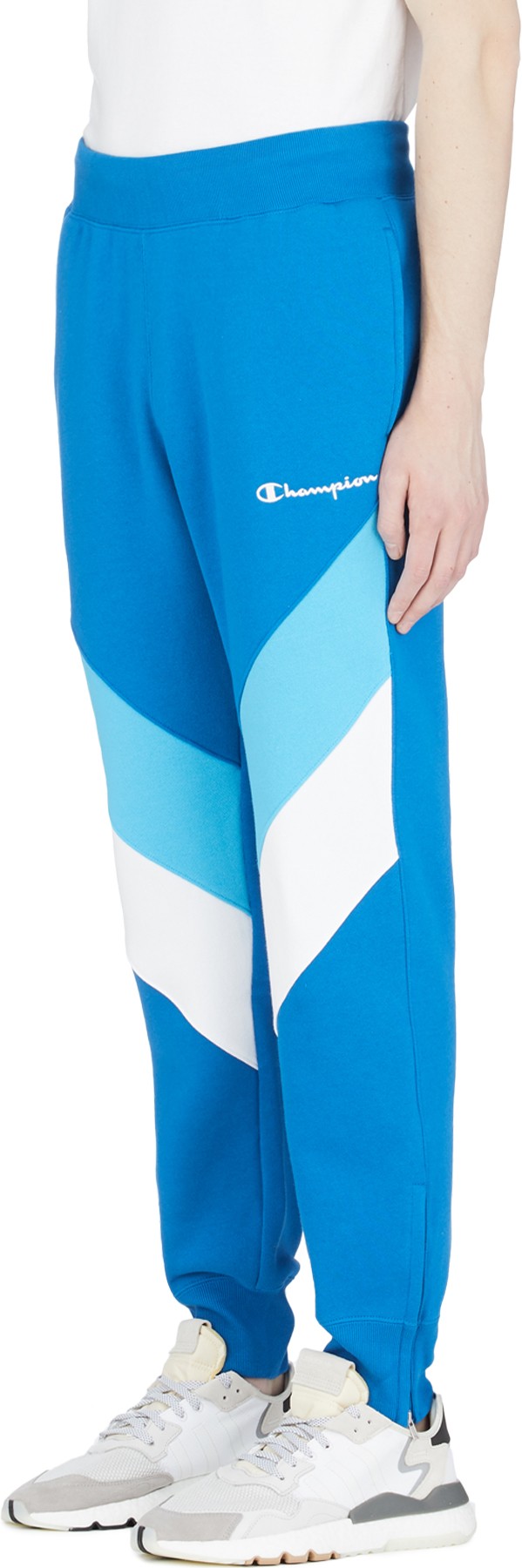 Champion: Blue Reverse Weave Colorblock Track Pants - 2