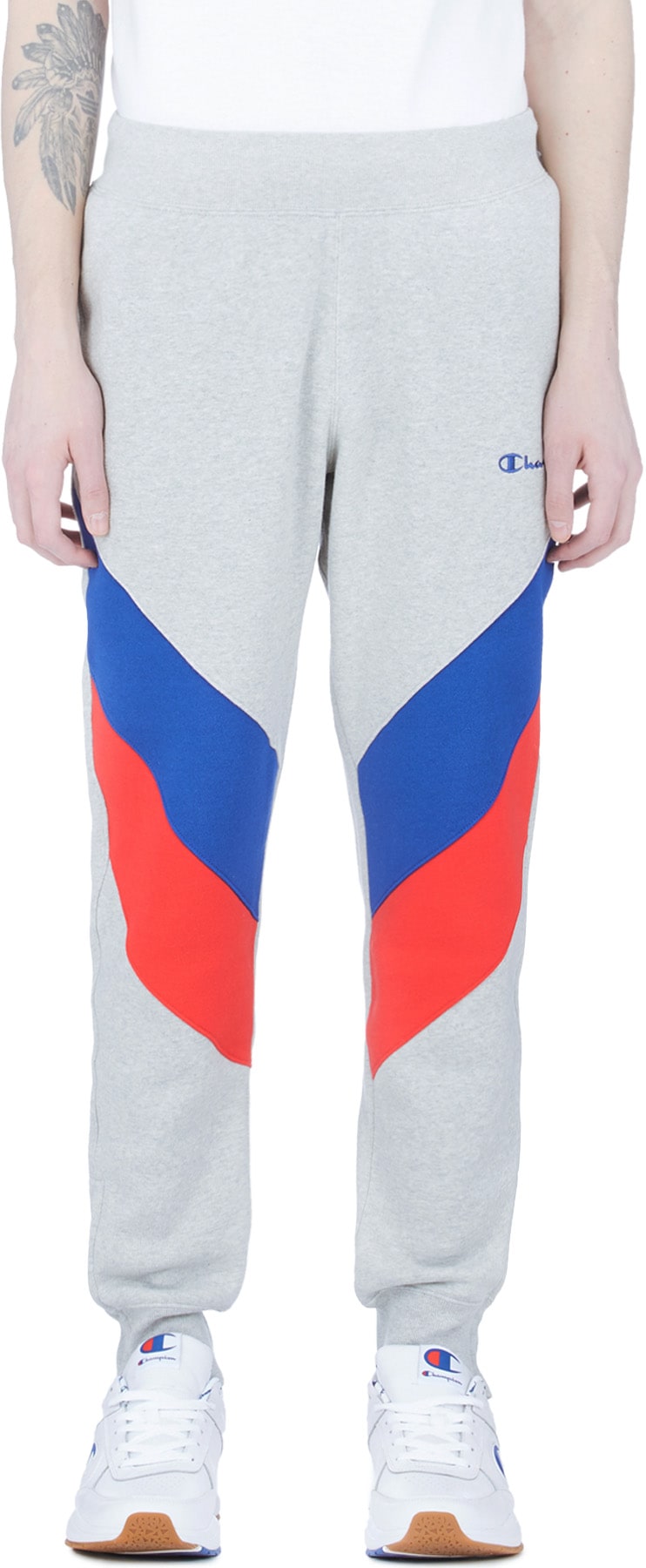 Champion: Grey Reverse Weave Colorblock Jogger Pants - 1