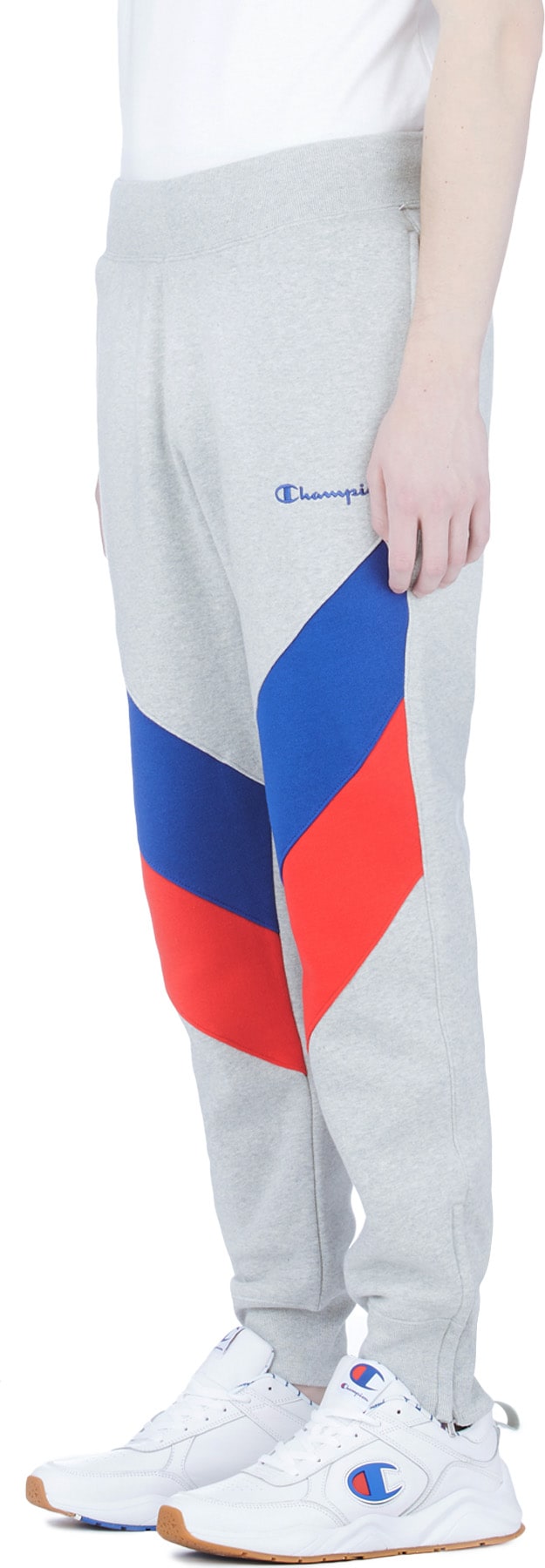 Champion: Grey Reverse Weave Colorblock Jogger Pants - 2