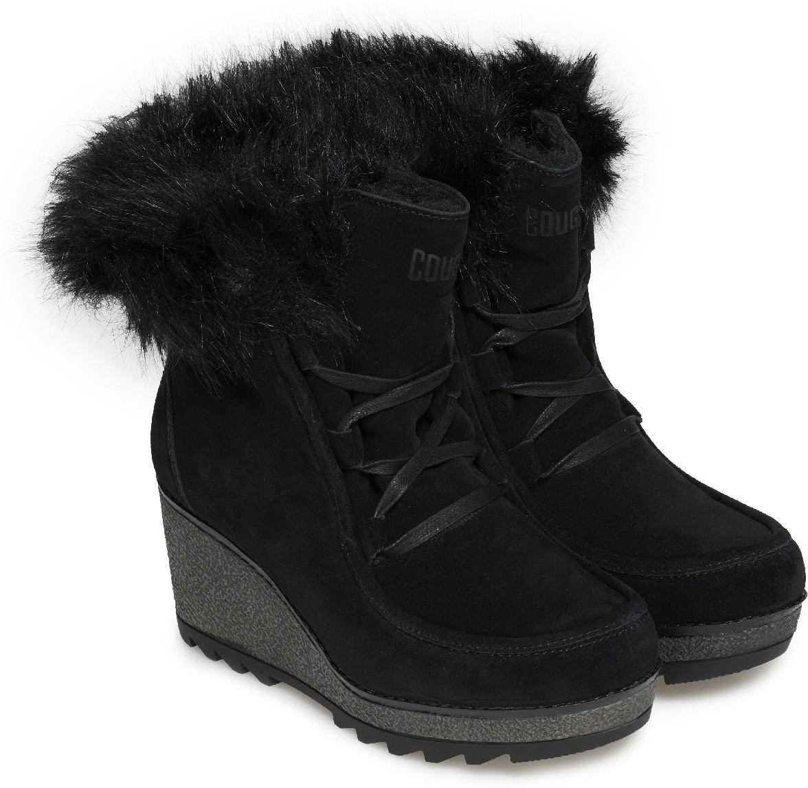 Cougar: Black Pasha Suede Wedge Waterproof Boots - 4