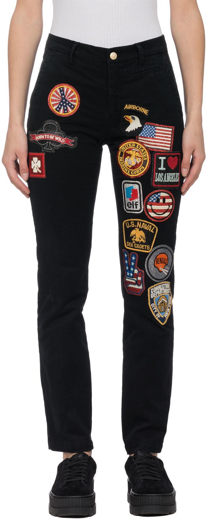 History Repeats: Black Canvas Patch Pants - 1