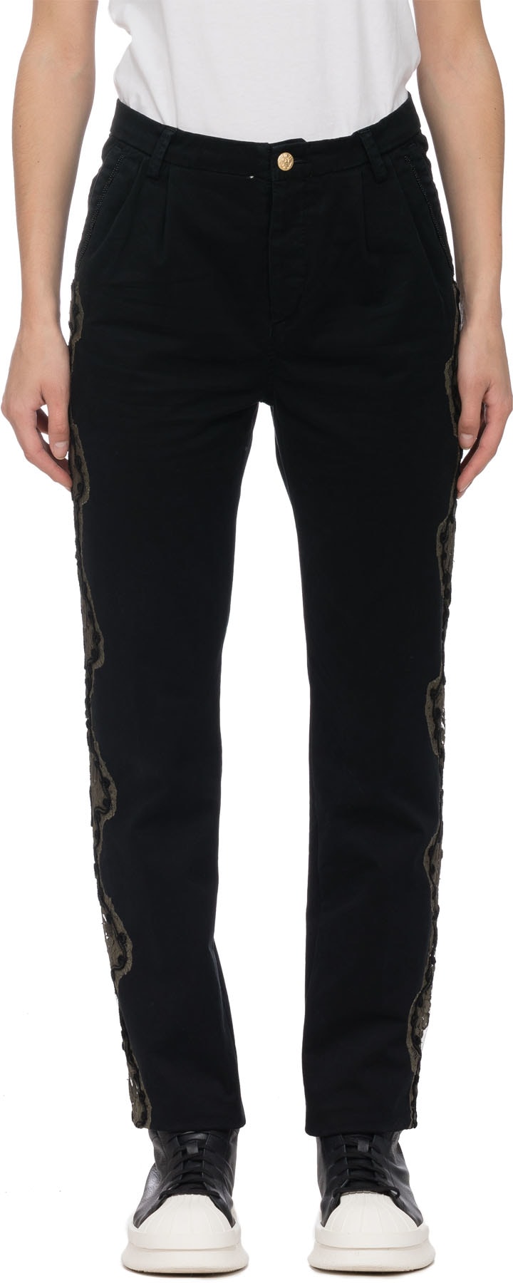 History Repeats: Black Canvas Lace Pants - 1