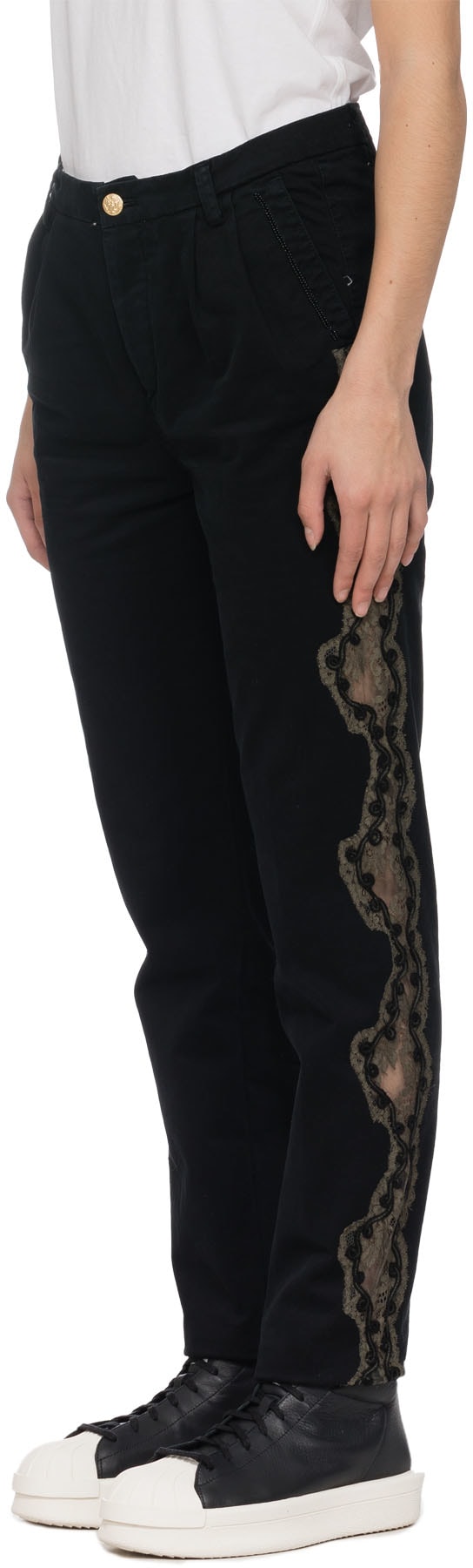 History Repeats: Black Canvas Lace Pants - 2