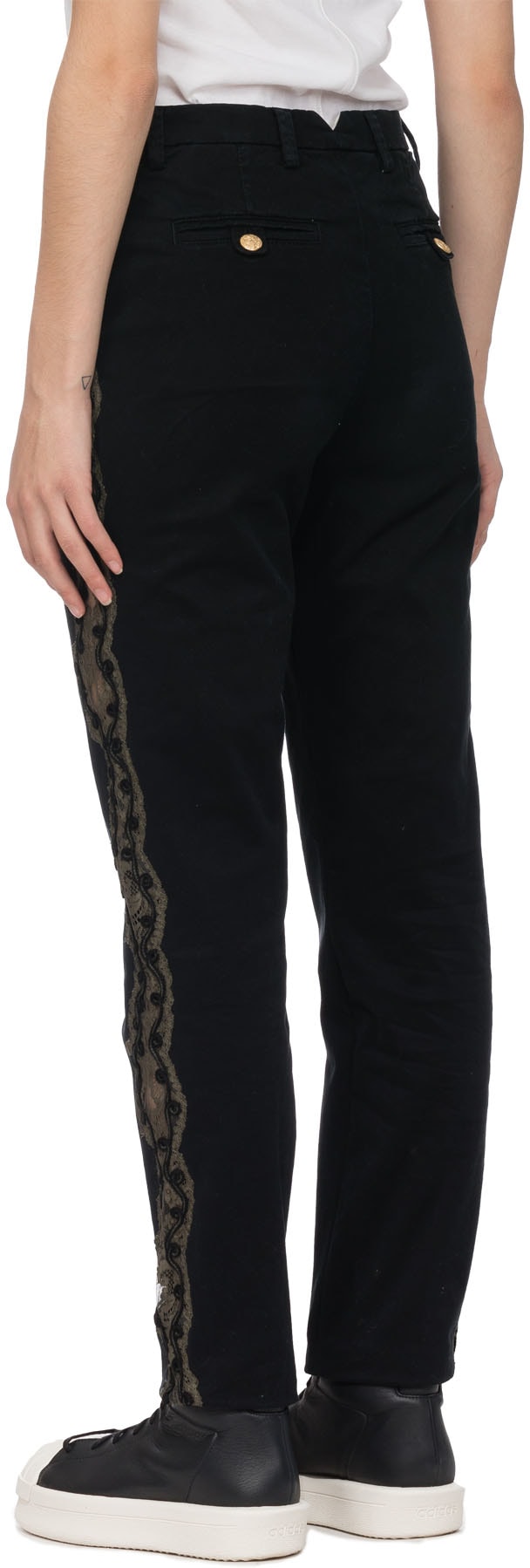 History Repeats: Black Canvas Lace Pants - 3