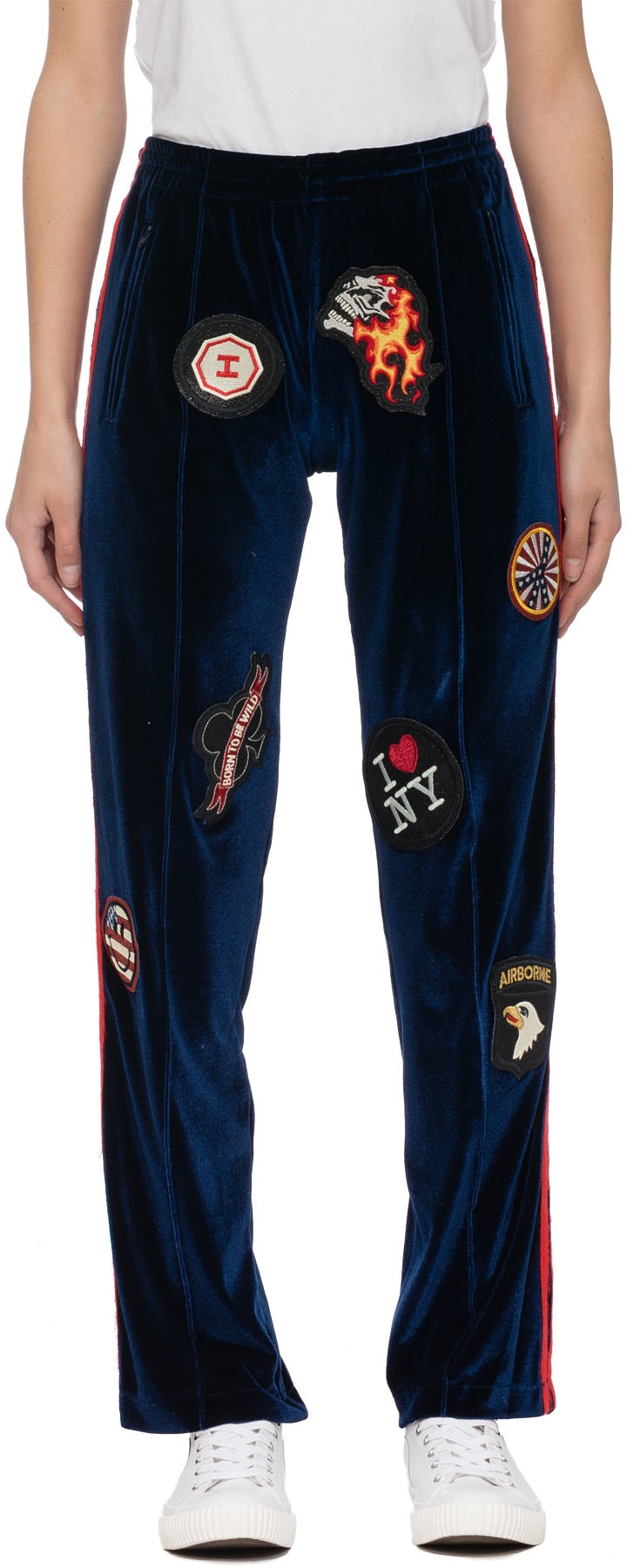 History Repeats: Blue Velvet Patch Pants - 1