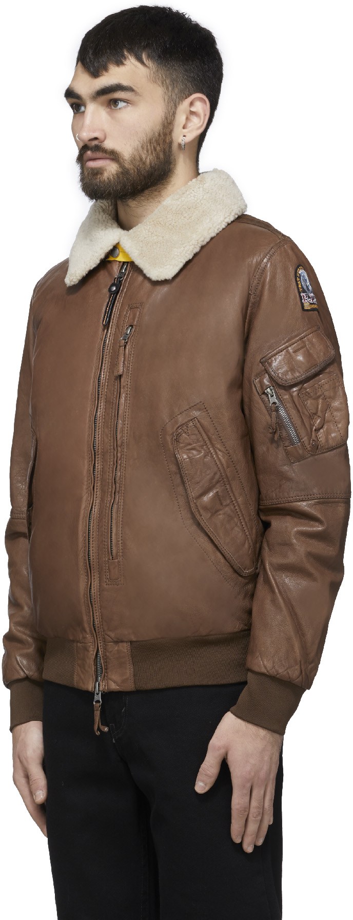 Parajumpers: Brun Blouson Aviateur Josh en Cuir Brun - 2