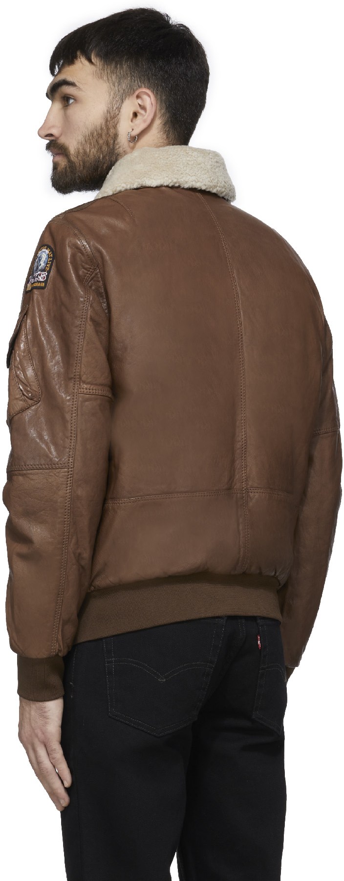 Parajumpers: Brun Blouson Aviateur Josh en Cuir Brun - 3