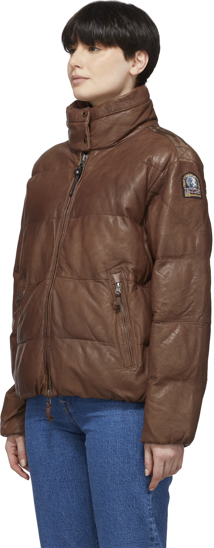 Parajumpers: Brun Manteau Pia en Cuir Brun - 2